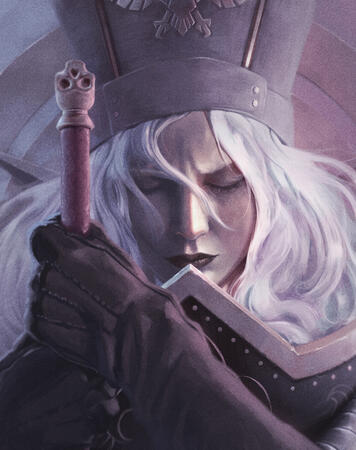 Medium difficulty portrait (hands, weapons, headdress) — 190 USD