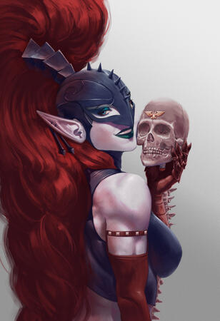 Medium difficulty bust, extra elements (weapons, skulls, magic effects) — 230 USD