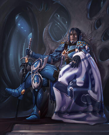 Highly complex detailed armor and weapons, simple to medium difficulty background, full body — 510 USD